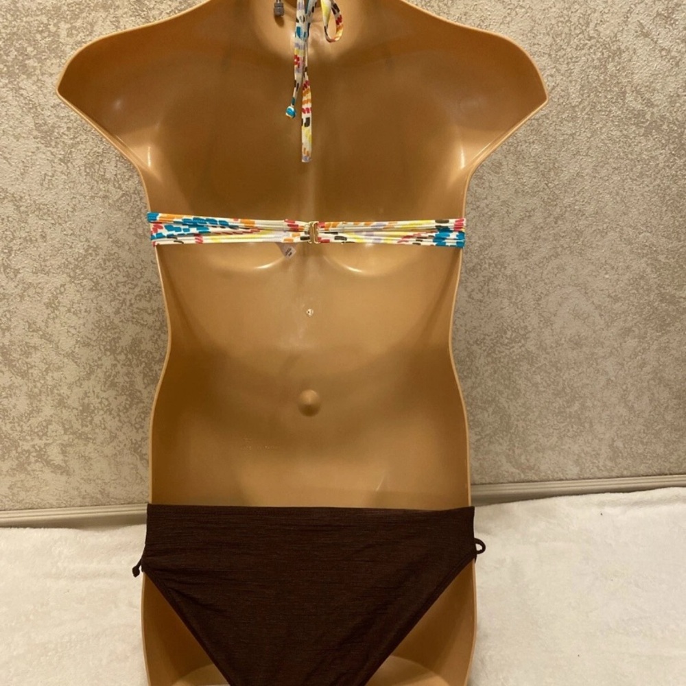 Multicolor Pattern Bikini with Brown Bottom - Picture 10 of 16
